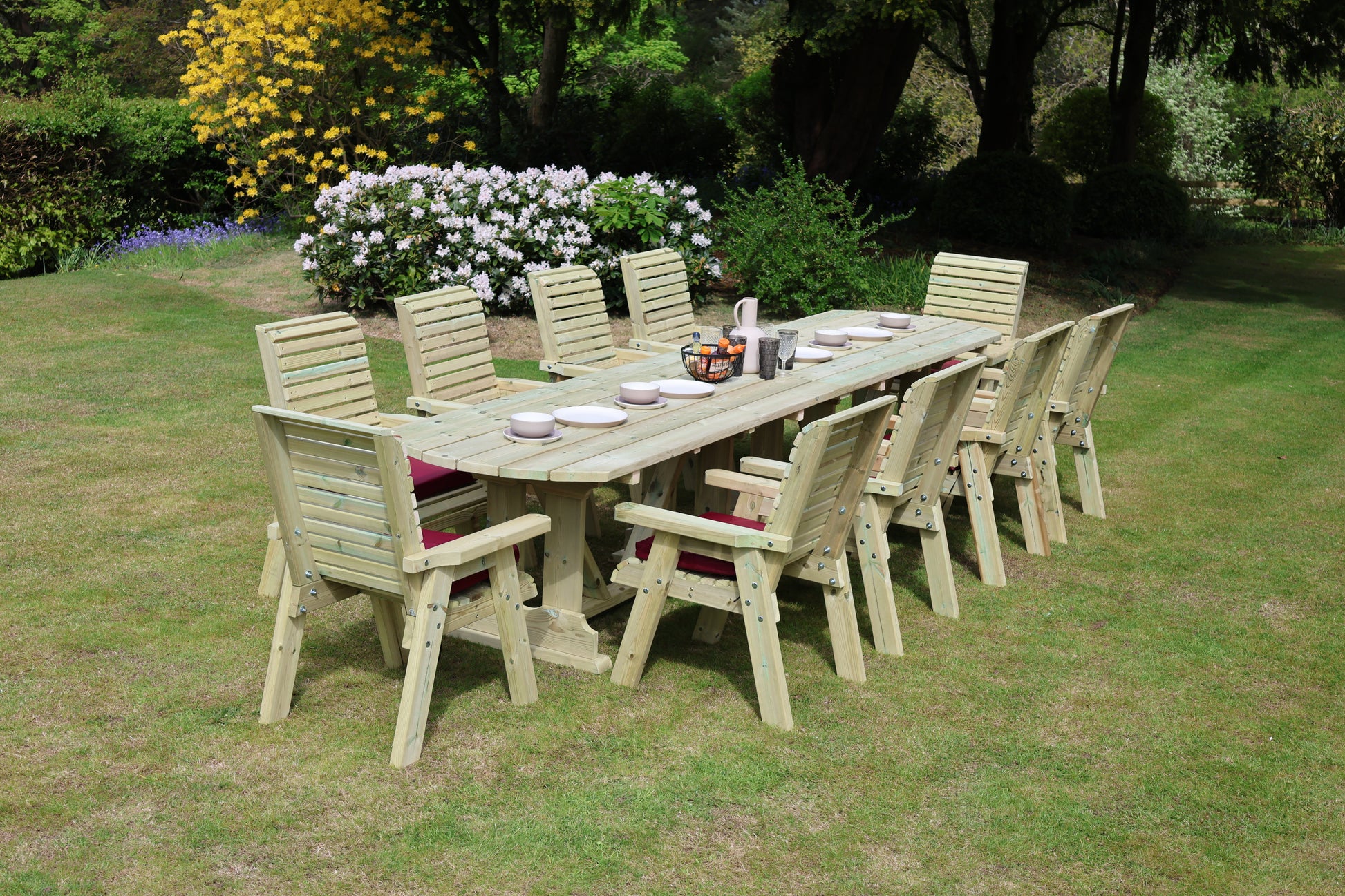 Heritage Tanalised Large Dining Set – 10 Seater with 10 Chairs and 2.4m Table