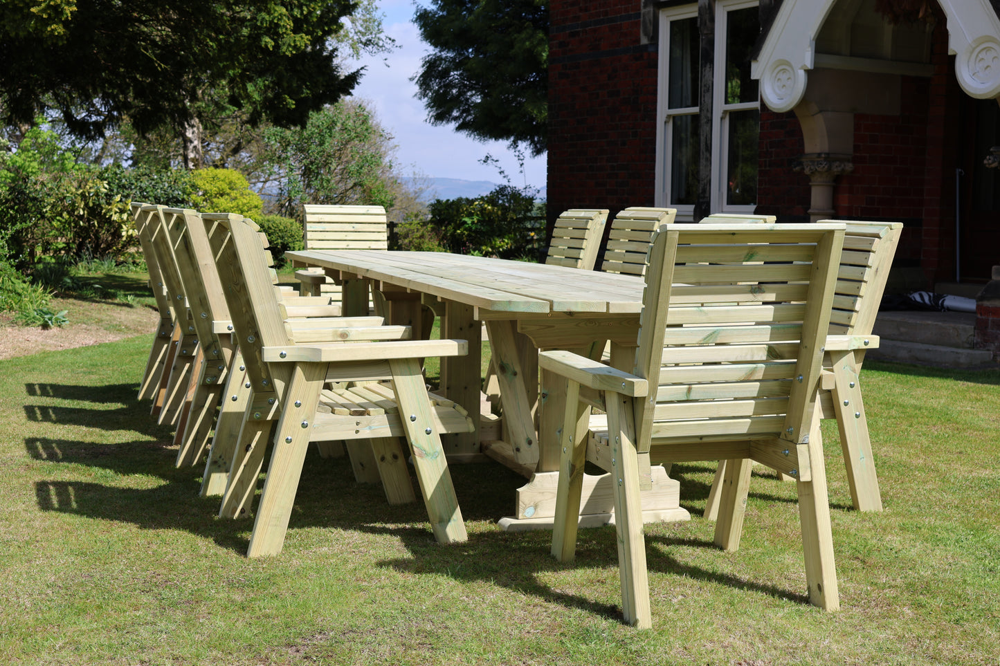 Heritage Tanalised Large Dining Set – 10 Seater with 10 Chairs and 2.4m Table