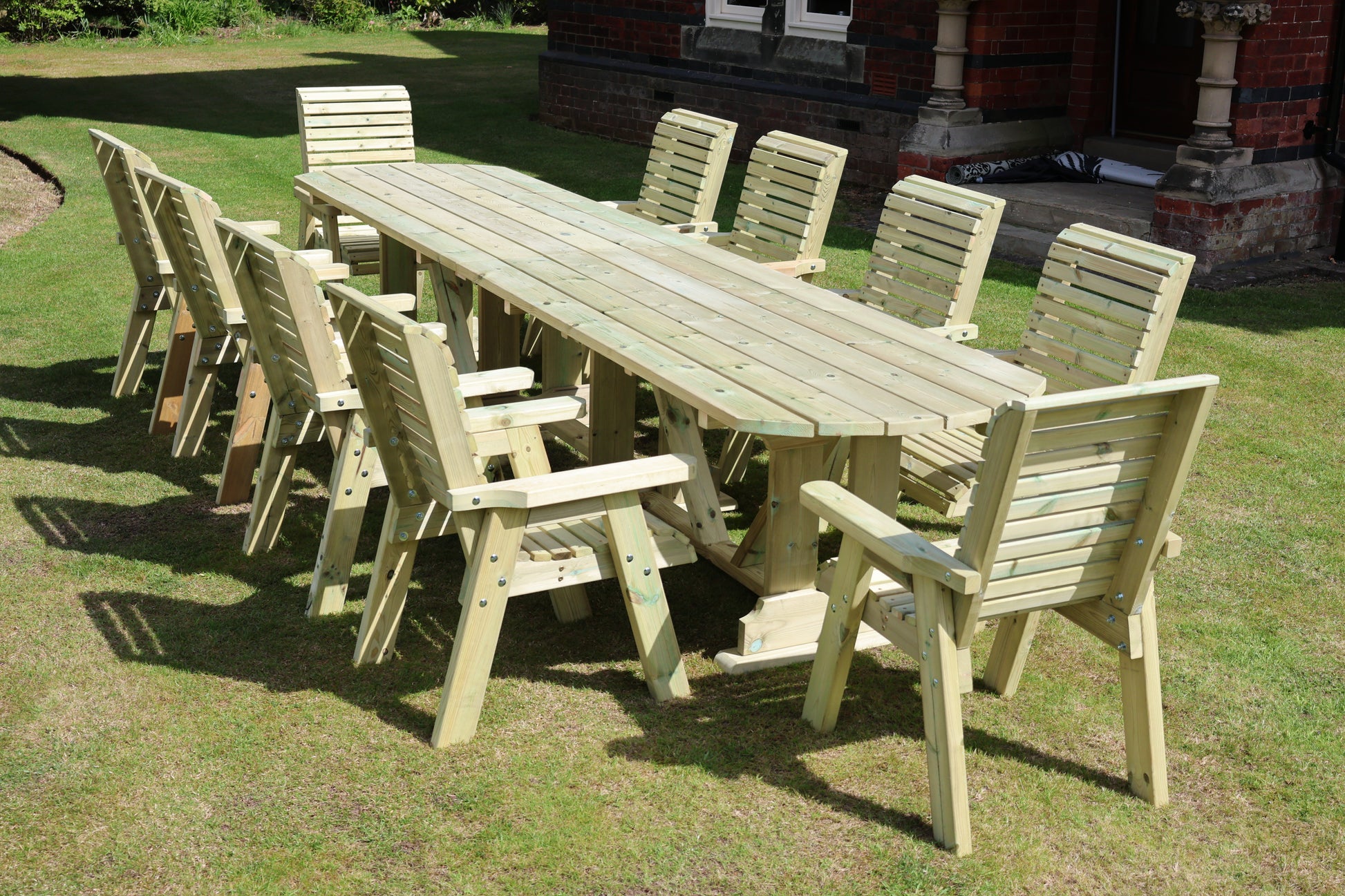 Heritage Tanalised Large Dining Set – 10 Seater with 10 Chairs and 2.4m Table