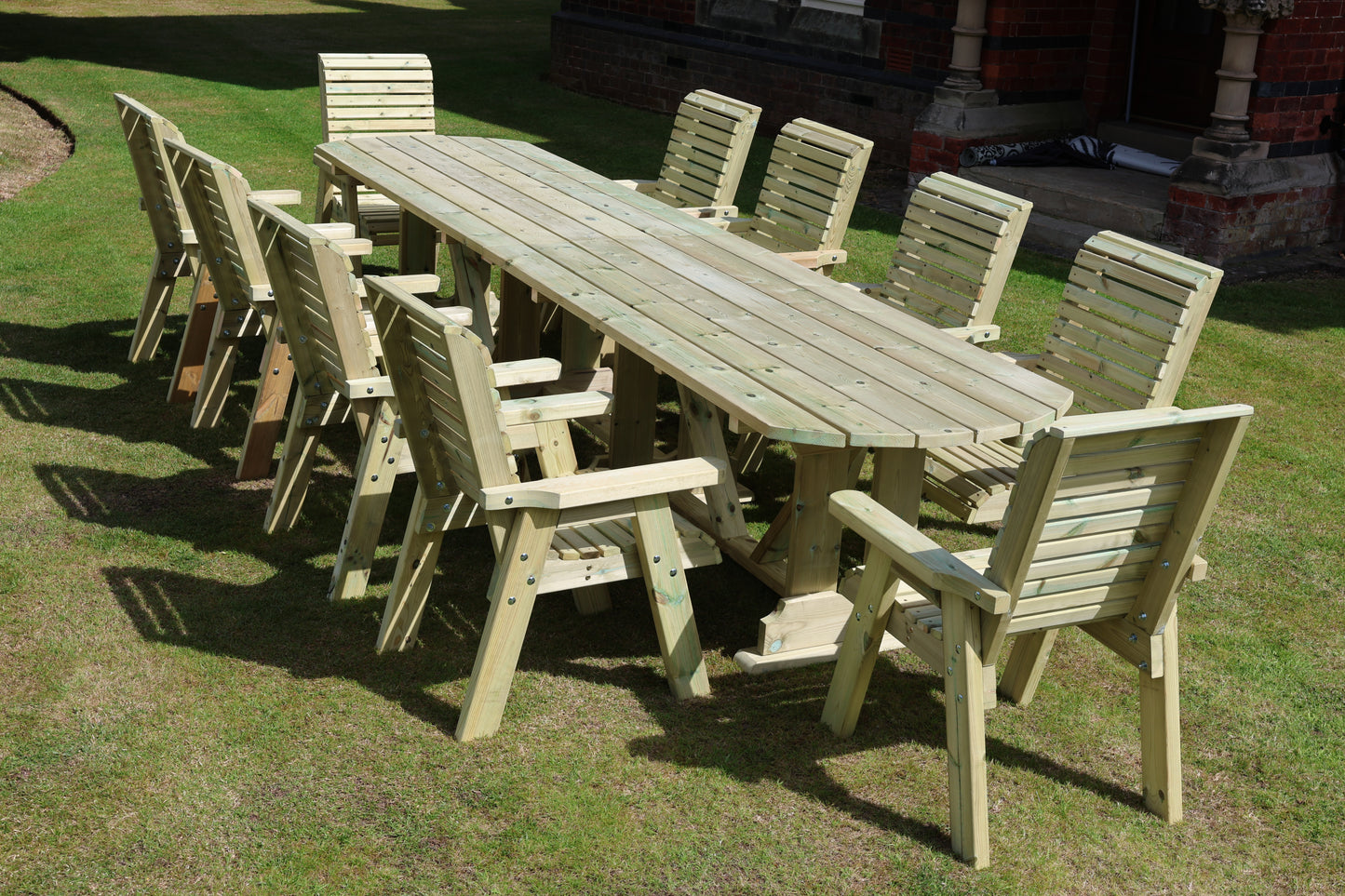Heritage Tanalised Large Dining Set – 10 Seater with 10 Chairs and 2.4m Table