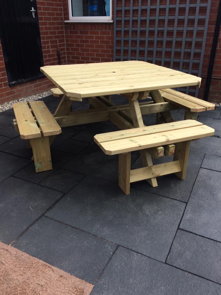 Tanalised Square 8 Seat Picnic Table